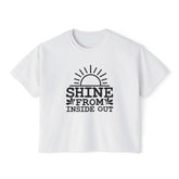 Shine From Inside Out Boxy Tee — Inspirational Women's Cropped T-Shirt