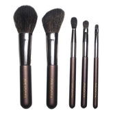 5-Piece Pro Makeup Brush Set w/ Travel Bag – Coffee