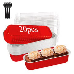 20-Pack Mini Loaf Pans with Lids – Red
