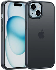 FNTCASE for iPhone 15 Phone Case: Frosted Translucent Matte Slim Cellphone Cover | Shockproof Military Grade Full Protection Drop Proof Tough Protective Cases - Black
