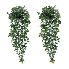 2pcs Artificial Hanging Plants in Pots – Indoor Decor