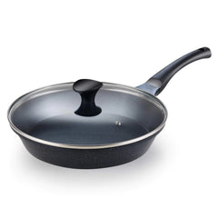 12" Marble Nonstick Fry Pan with Lid – Black