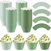 100-Pack Sage Green Cupcake Wrappers