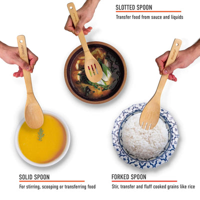 7-Pack Bamboo Cooking Spoons Set