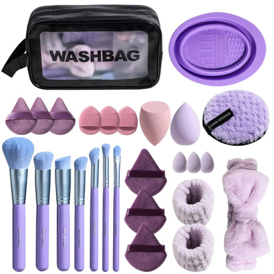 BS-MALL 25pc Makeup Brush & Cleansing Set