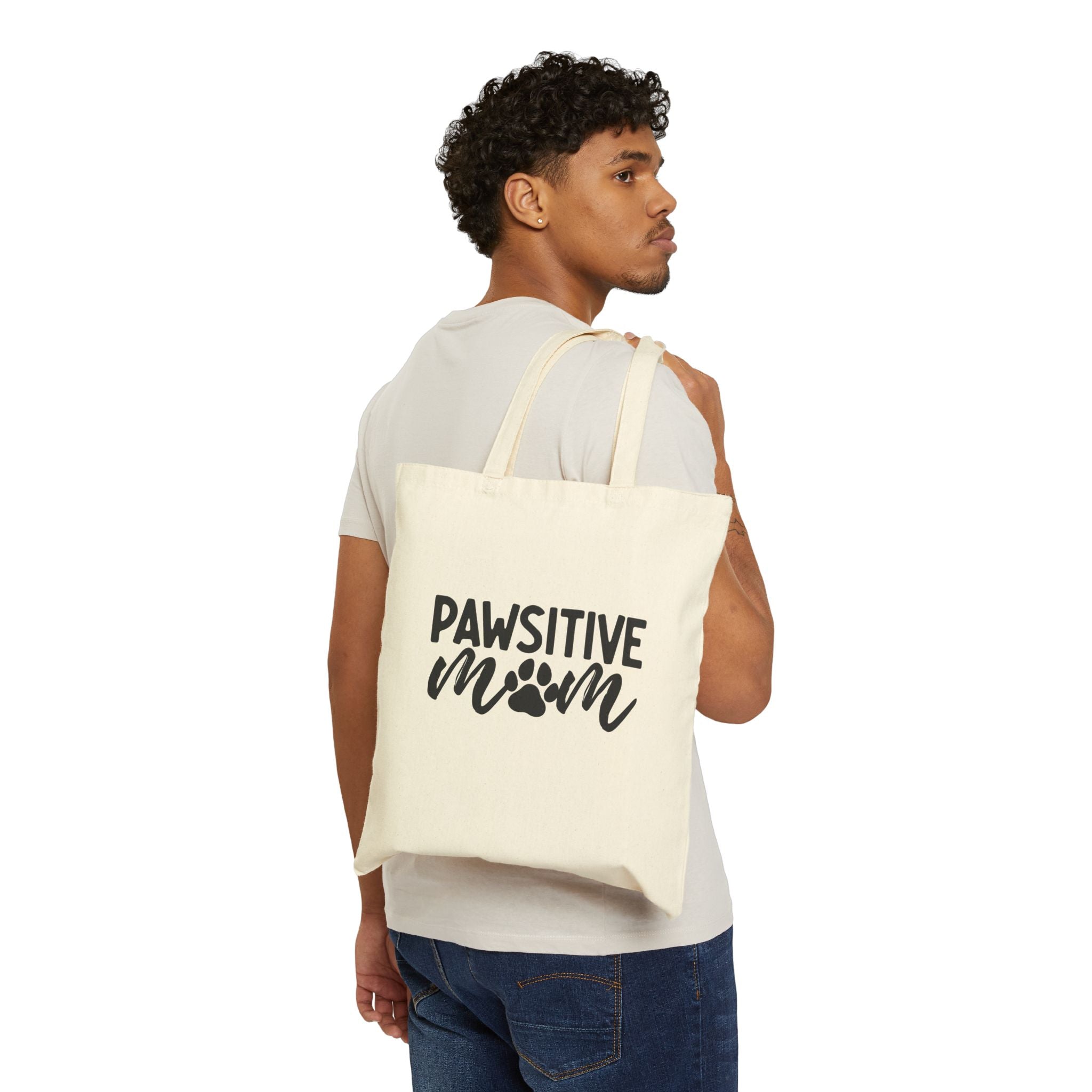 Pawsitive Mom Canvas Tote Bag – Funny Dog Lover Grocery & Market Bag