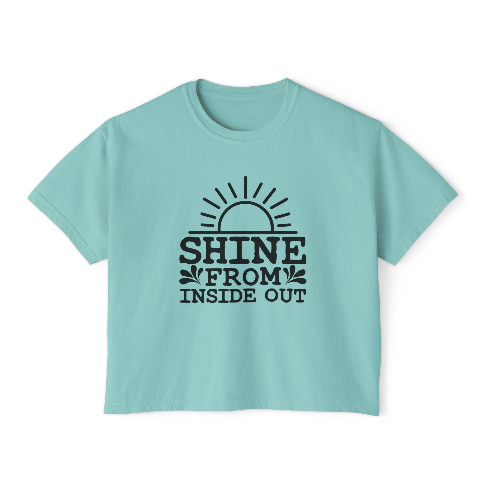 Shine From Inside Out Boxy Tee — Inspirational Women's Cropped T-Shirt