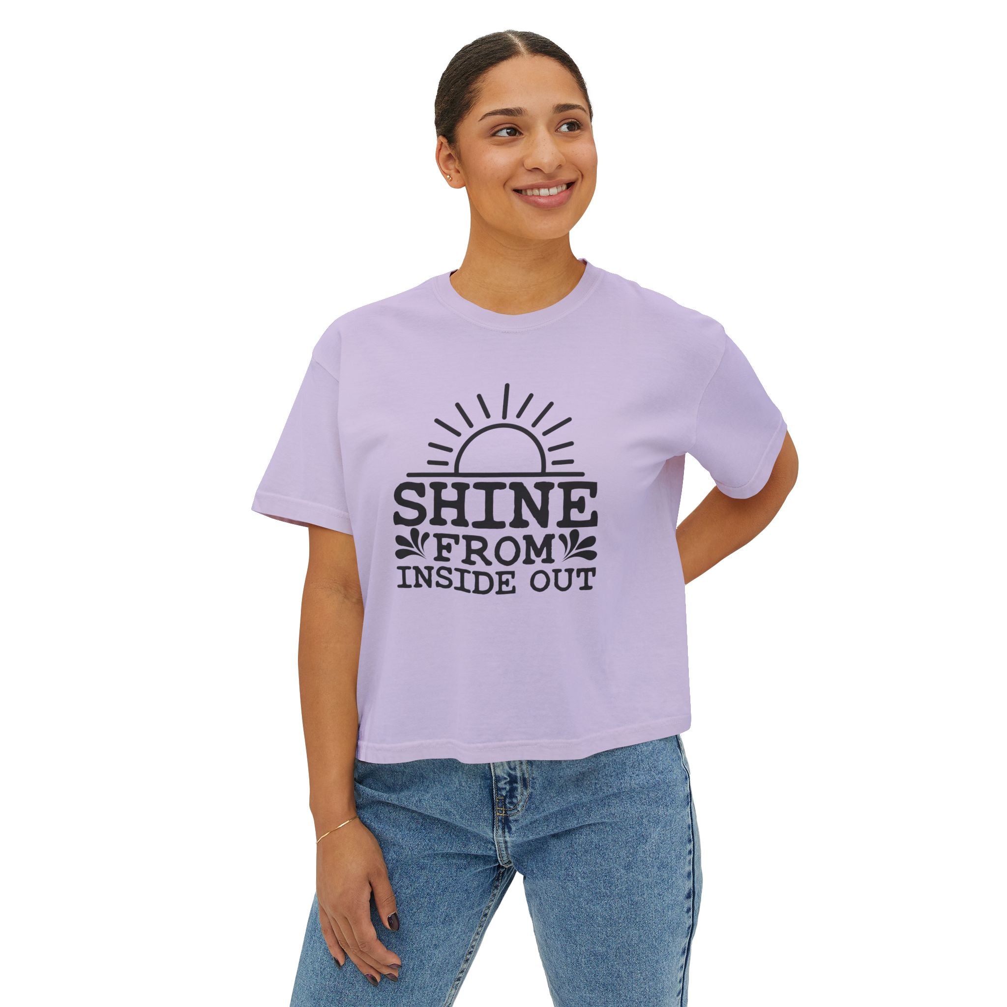 Shine From Inside Out Boxy Tee — Inspirational Women's Cropped T-Shirt