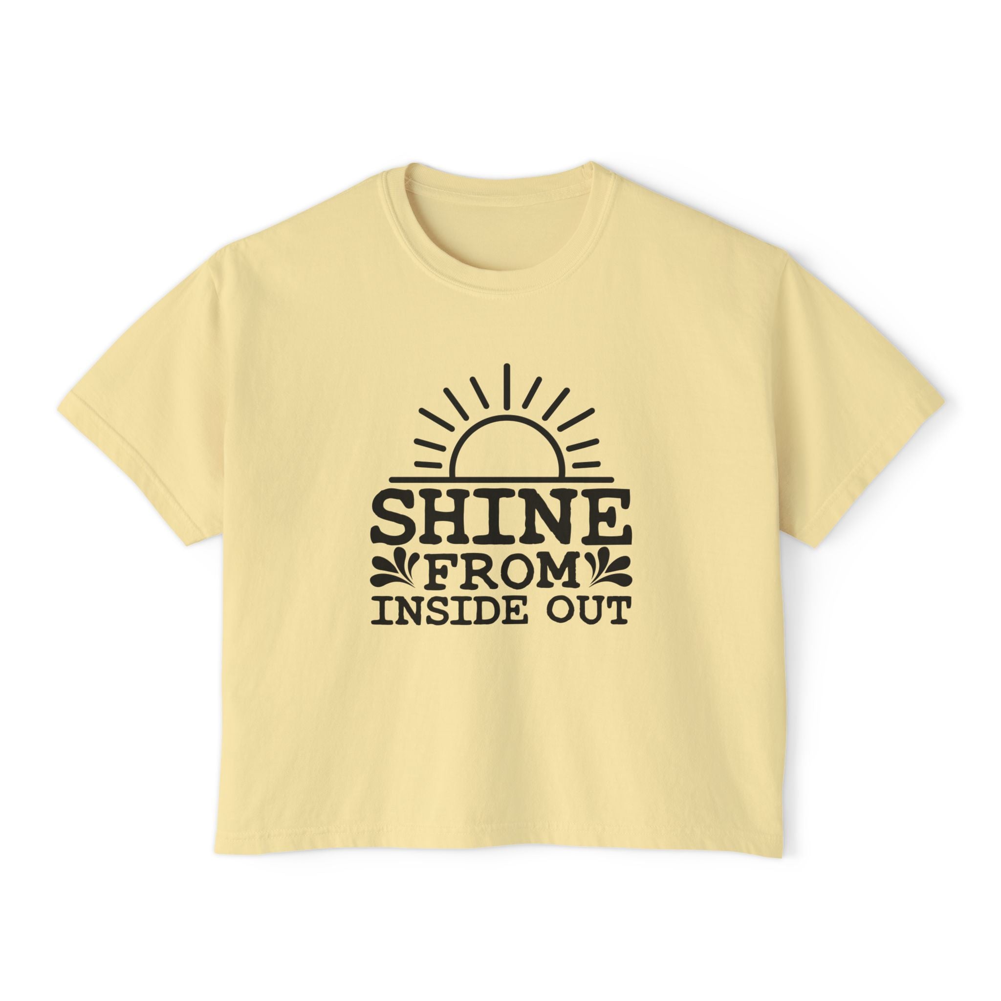 Shine From Inside Out Boxy Tee — Inspirational Women's Cropped T-Shirt