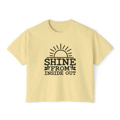 Shine From Inside Out Boxy Tee — Inspirational Women's Cropped T-Shirt
