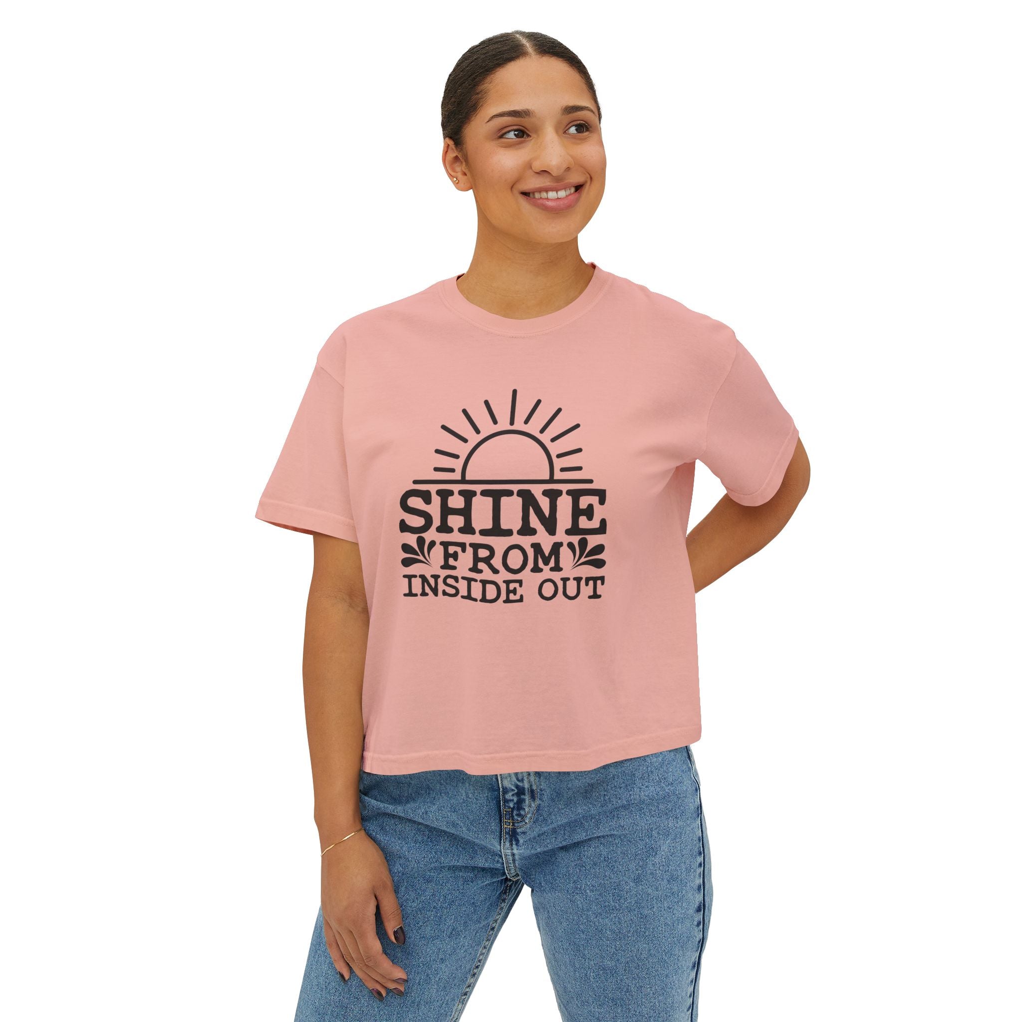 Shine From Inside Out Boxy Tee — Inspirational Women's Cropped T-Shirt