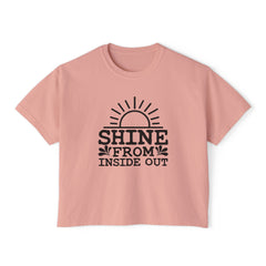 Shine From Inside Out Boxy Tee — Inspirational Women's Cropped T-Shirt