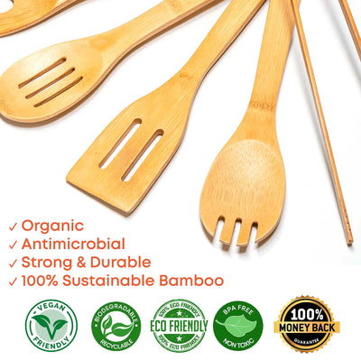 7-Pack Bamboo Cooking Spoons Set