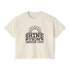 Shine From Inside Out Boxy Tee — Inspirational Women's Cropped T-Shirt