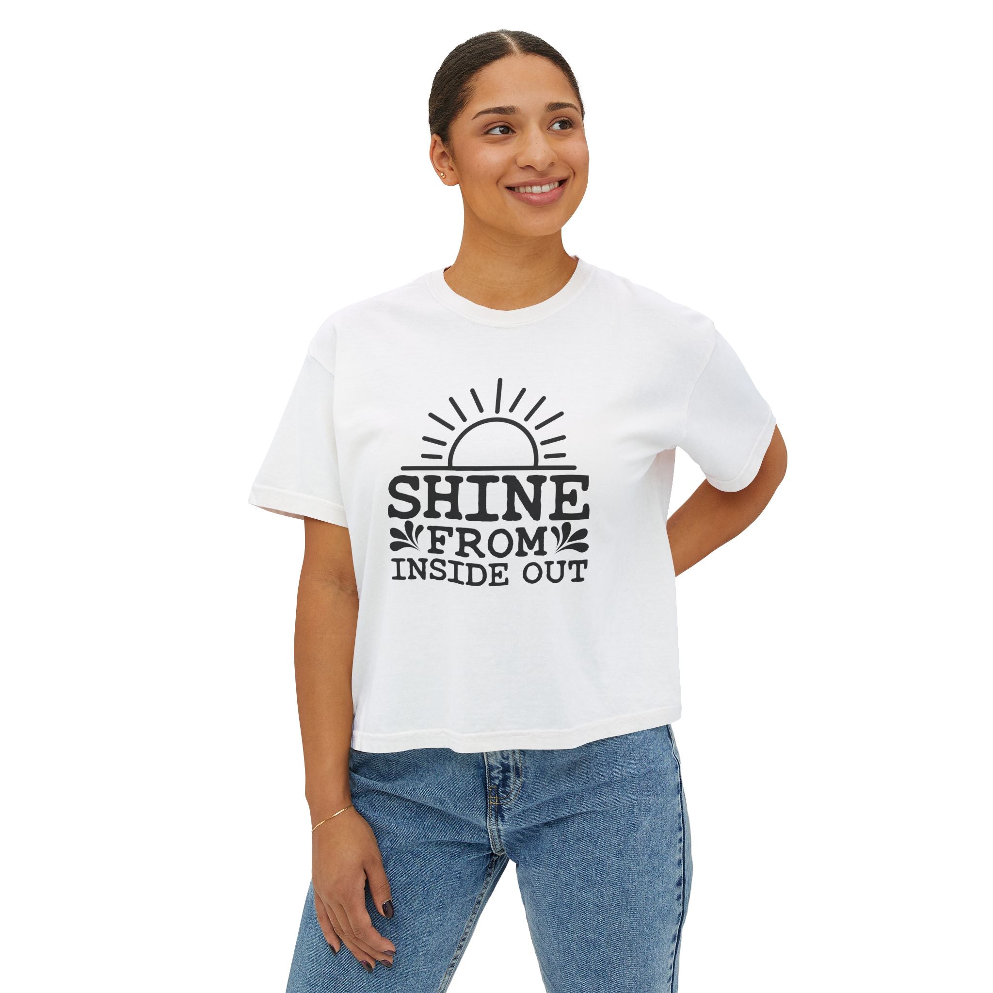 Shine From Inside Out Boxy Tee — Inspirational Women's Cropped T-Shirt