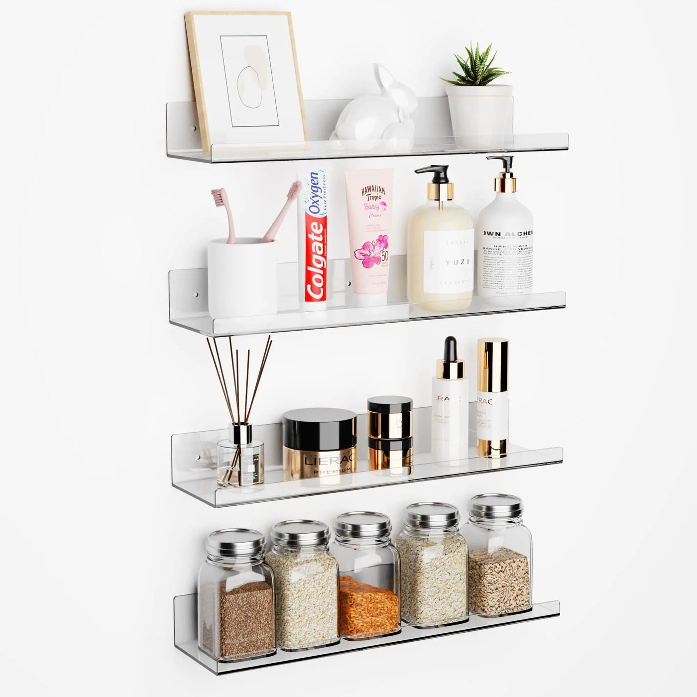 Set of 4 Clear Acrylic Wall Shelves 15