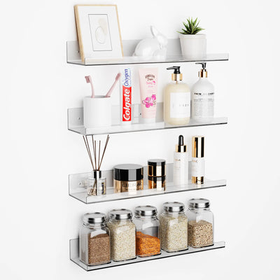 Set of 4 Clear Acrylic Wall Shelves 15