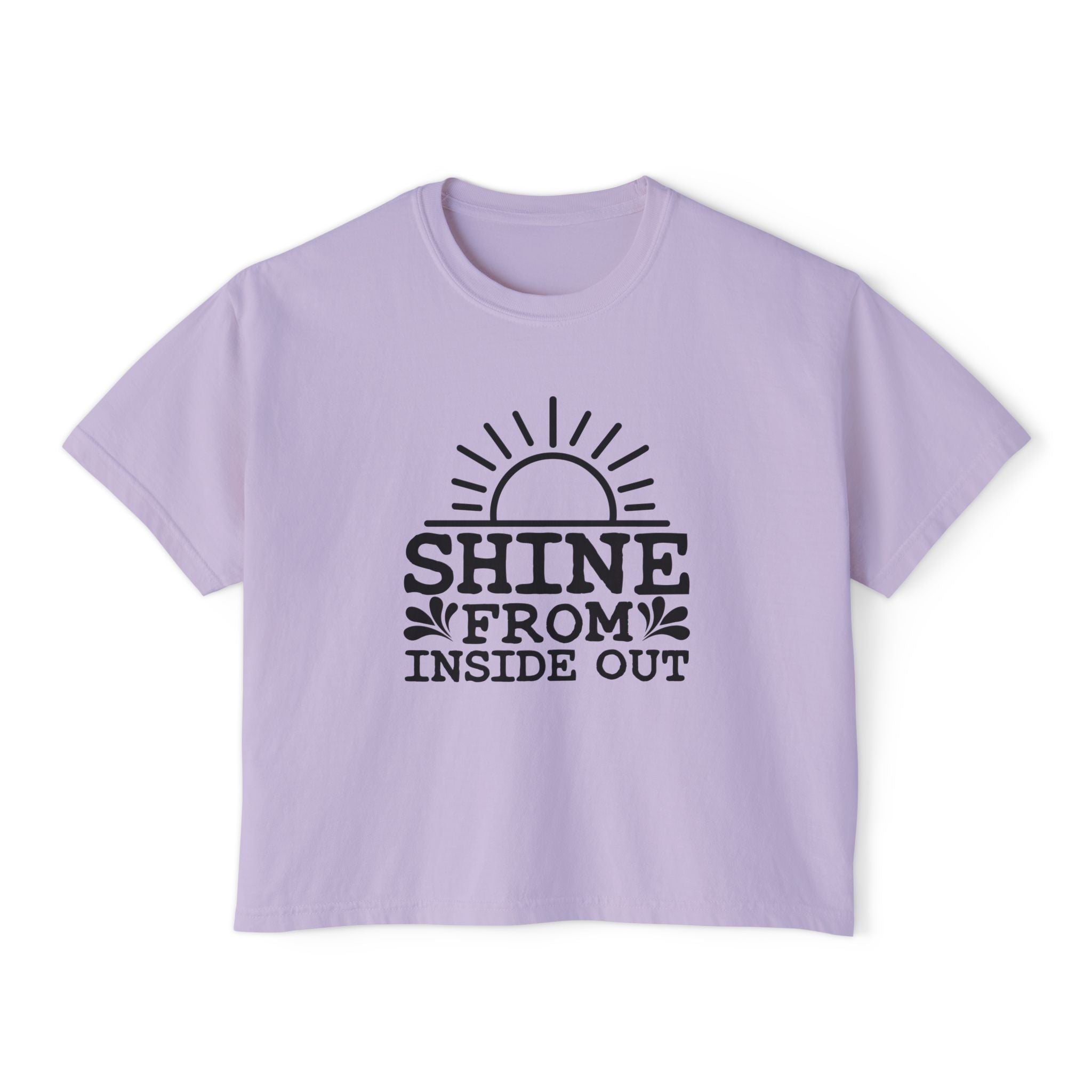 Shine From Inside Out Boxy Tee — Inspirational Women's Cropped T-Shirt