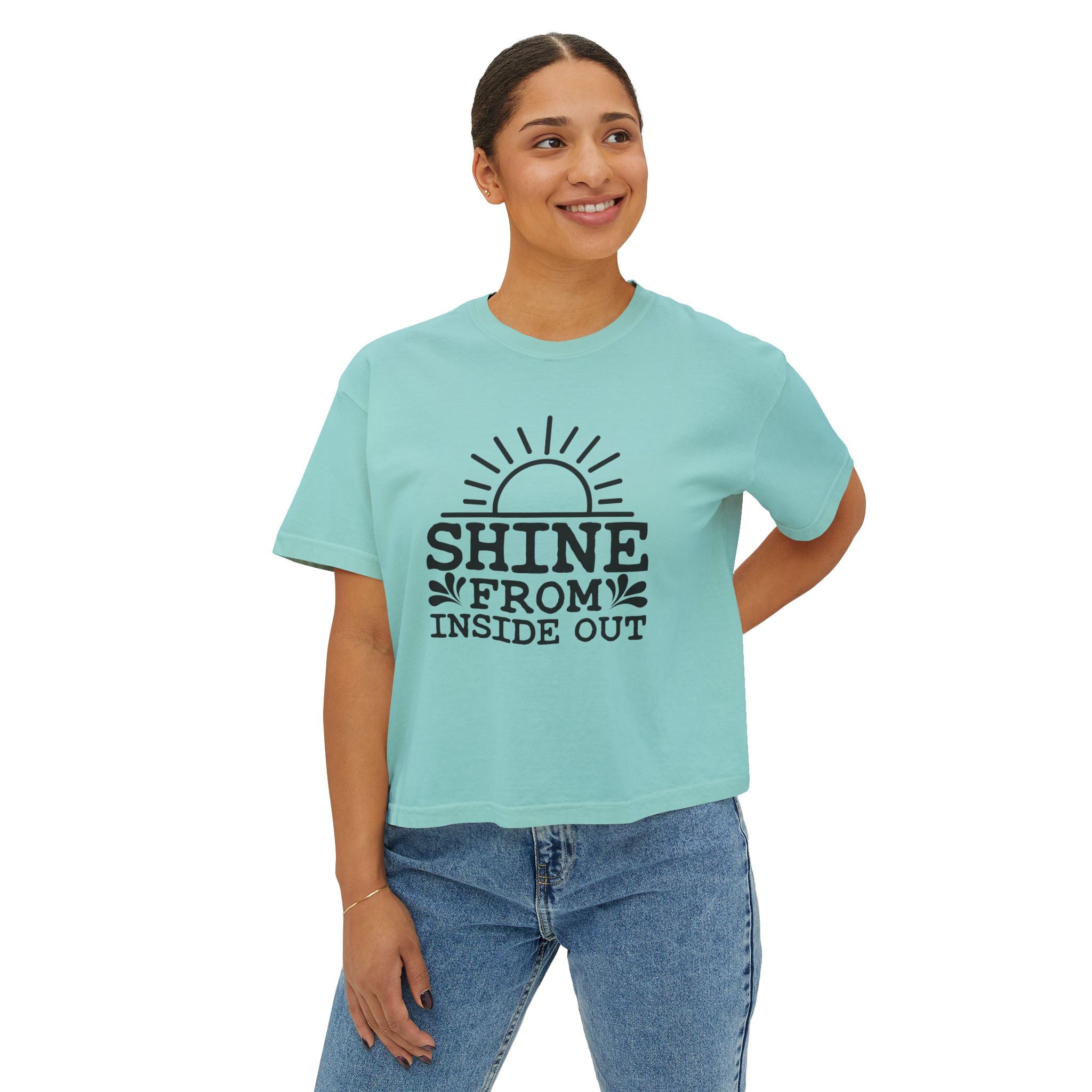 Shine From Inside Out Boxy Tee — Inspirational Women's Cropped T-Shirt