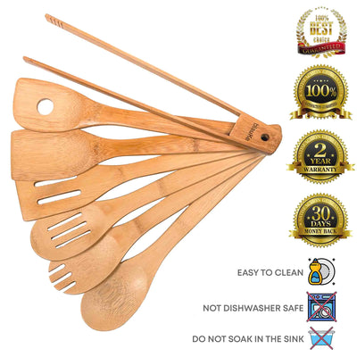 7-Pack Bamboo Cooking Spoons Set