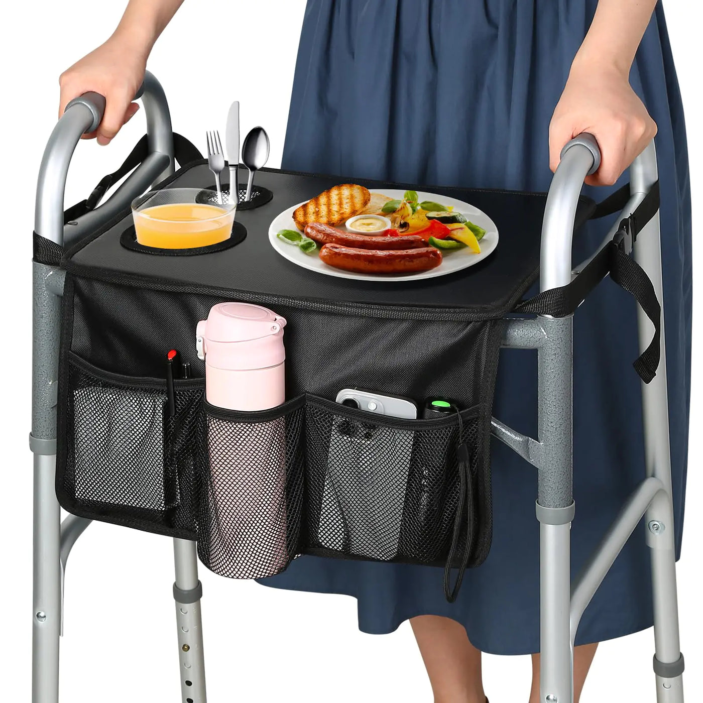 HOOMTREE Walker Tray with Cup Holder – Black