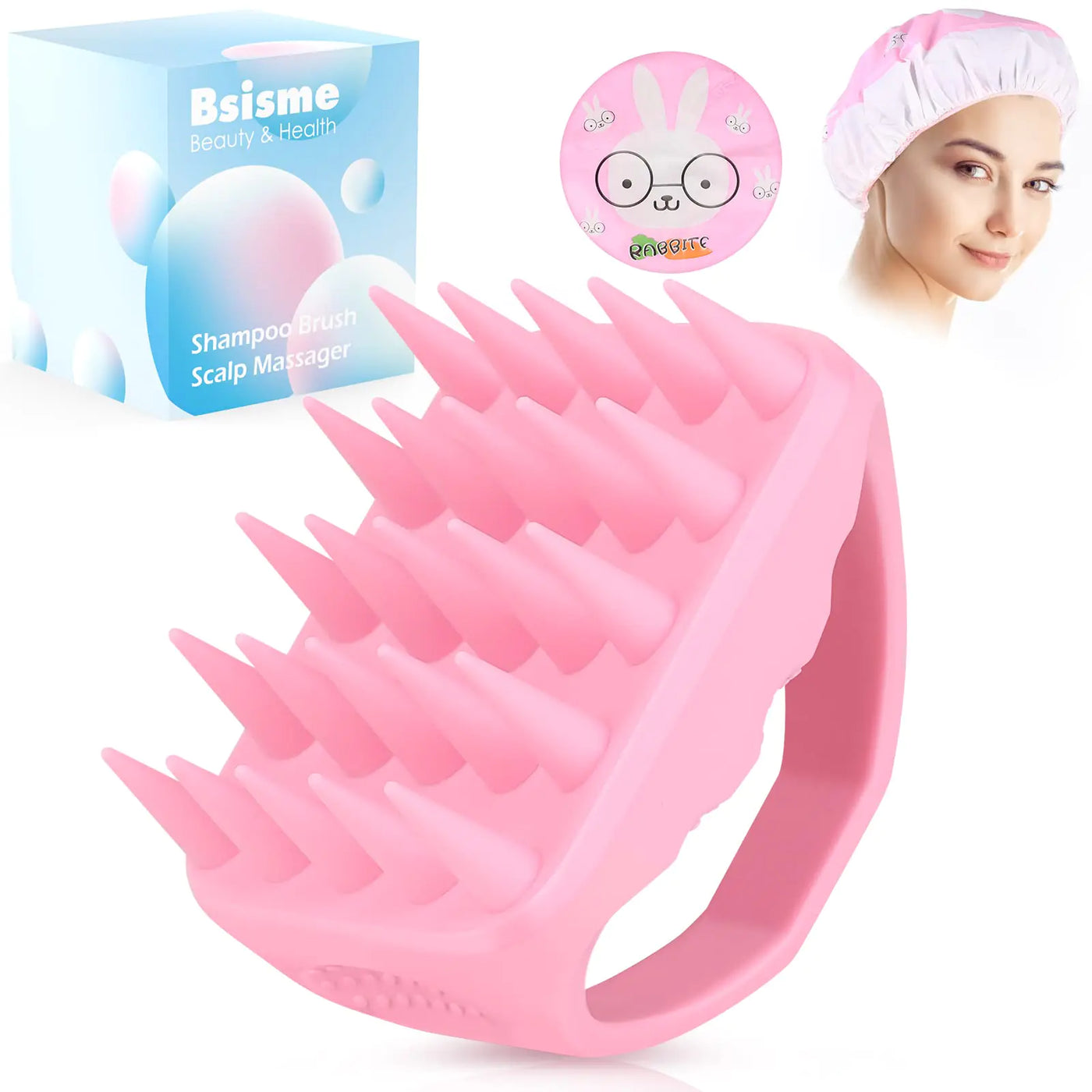 Bsisme Pink Silicone Scalp Massager Brush
