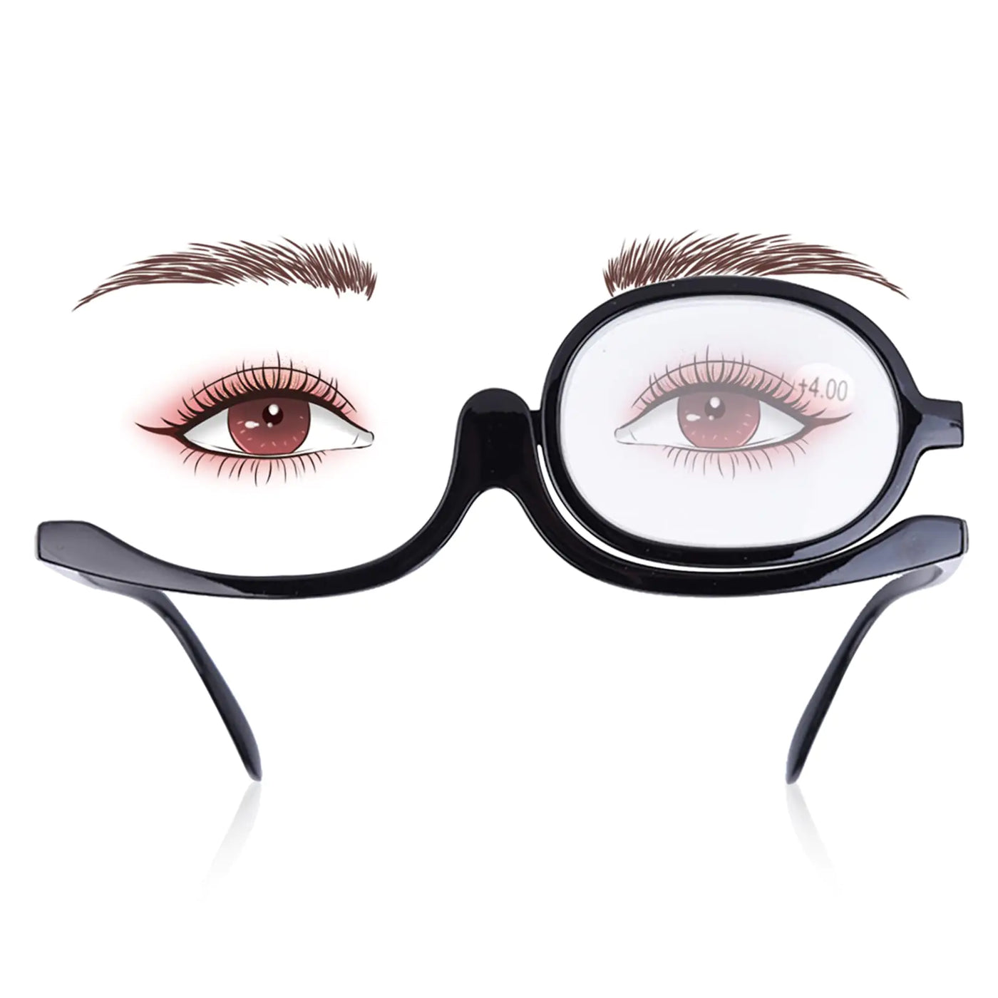 Makeup Glasses +150 Magnifier – Red, 1 Lens Flip