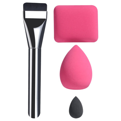 BS-MALL Makeup Brush & Sponge Set Pink/Silver