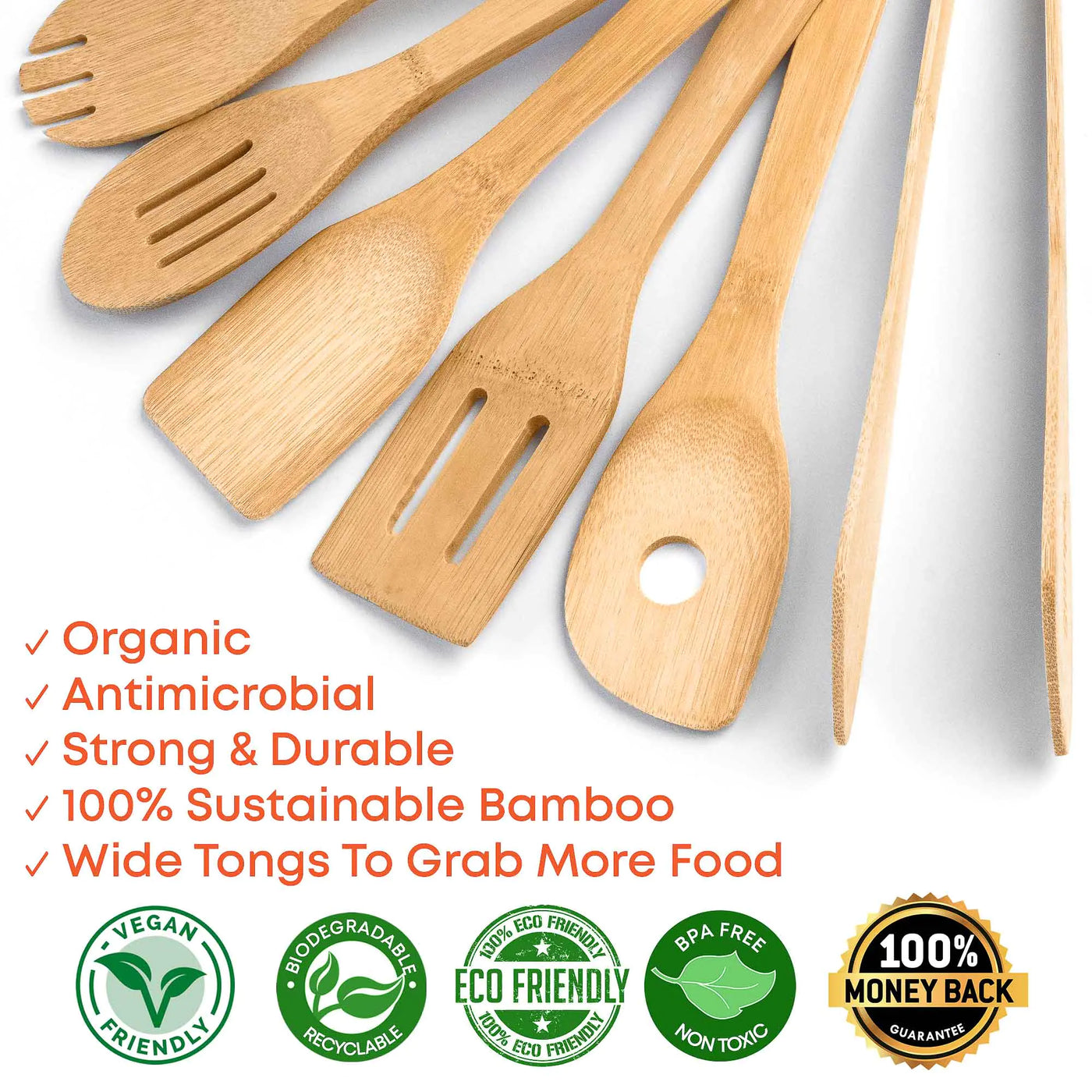 8-Pack Bamboo Kitchen Utensils Set with Holder