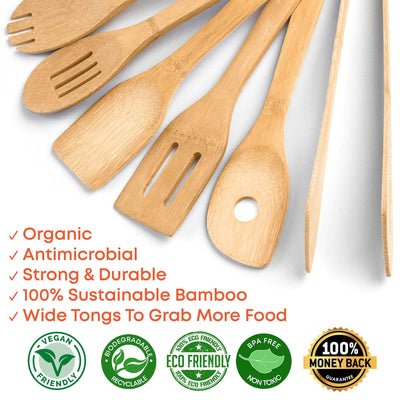 8-Pack Bamboo Kitchen Utensils Set with Holder