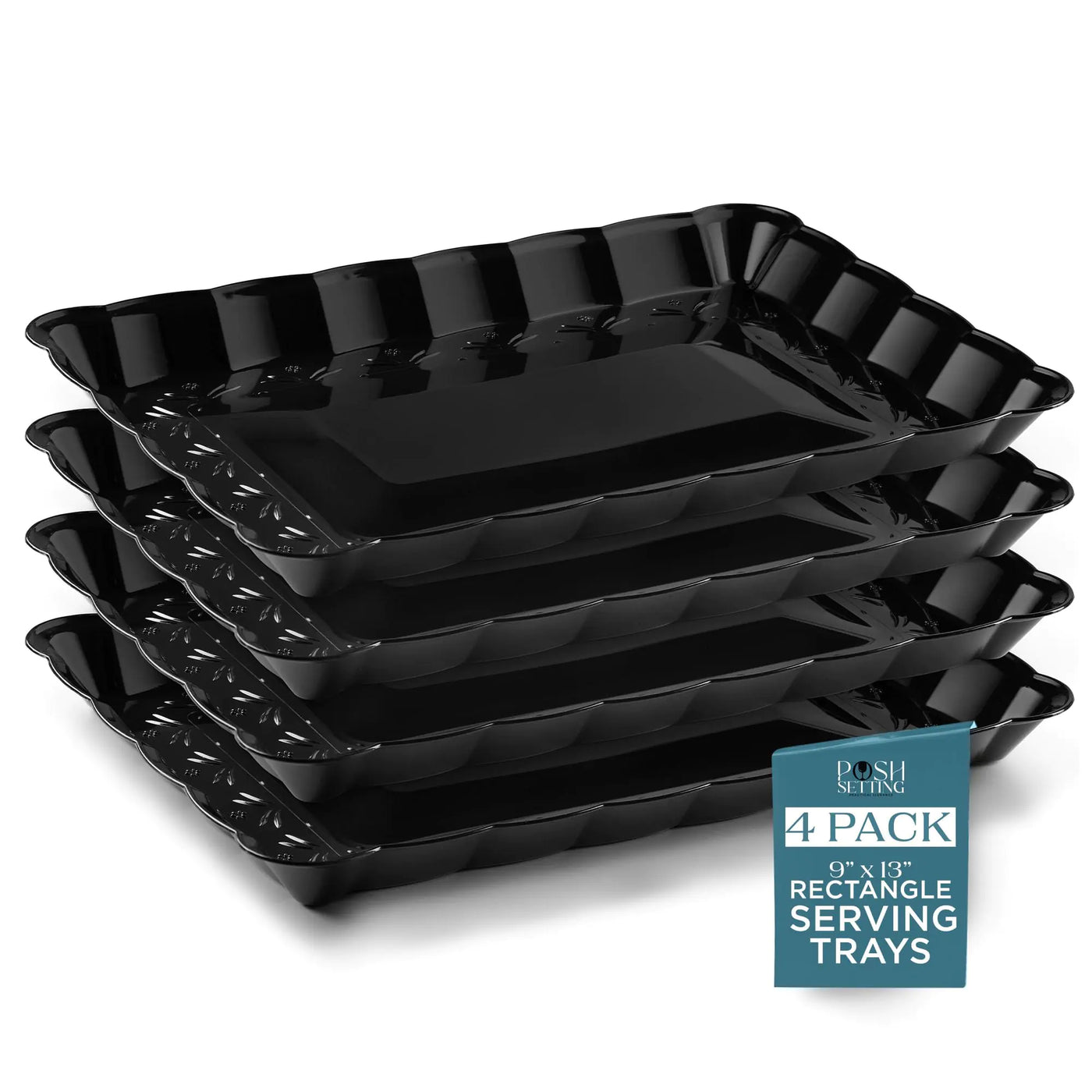 Posh Setting 9x13 Black Plastic Serving Trays