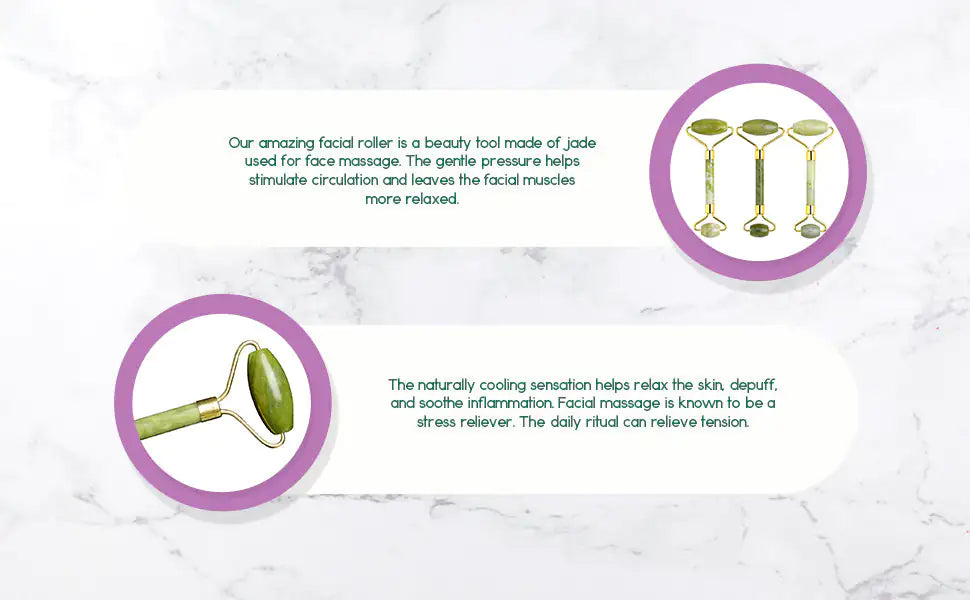 Jade Facial Roller for Skin Massage & Glow