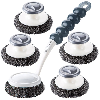 5-Pack Stainless Steel Scrubber with Handle