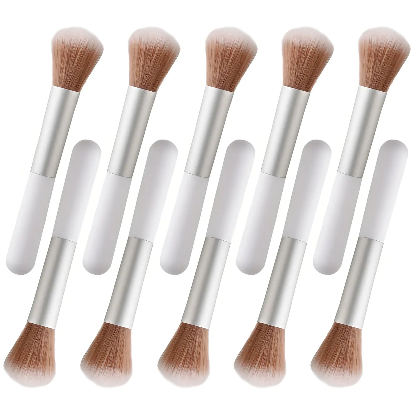 10-Piece Fluffy Makeup Brush Set White Travel