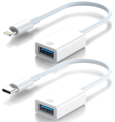 [2-Pack] iPhone USB Camera & OTG Adapter Set