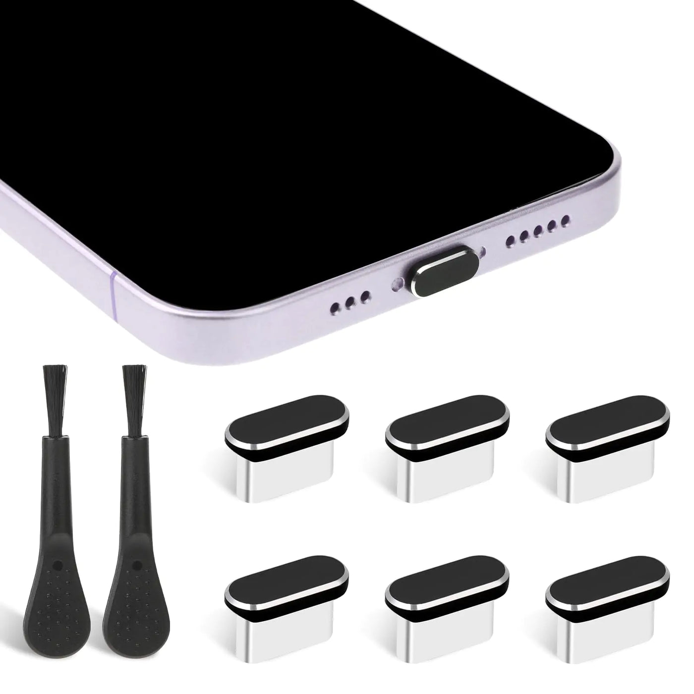 6 Pcs USB-C Dust Plugs with Brushes