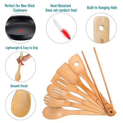 7-Pack Bamboo Cooking Spoons Set
