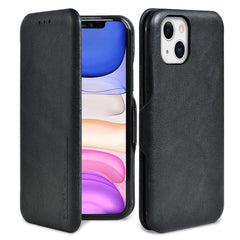 PULOKA for iPhone 14 Flip Back Wallet Case - Premium Vegan Leather Phone Cover with Card Slot - [Slim + Durable] for Men & Women - Kickstand Function - Elegant Cellphone Cases for Apple - Black
