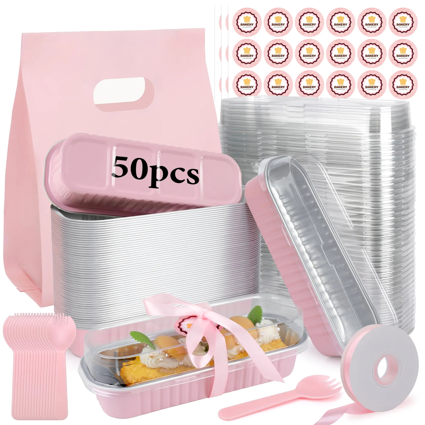 OcePor 50-Pack Mini Loaf Pans w/ Lids & Spoons