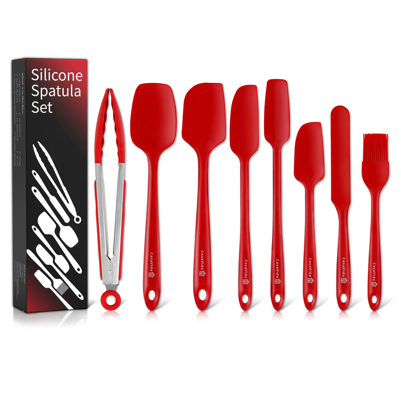 8-Piece Red Silicone Spatula Set