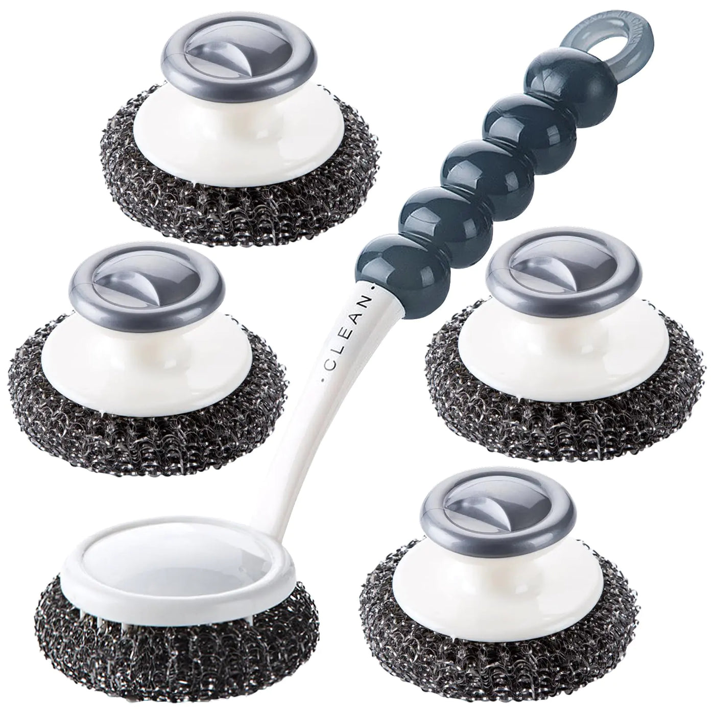 5-Pack Stainless Steel Scrubber with Handle