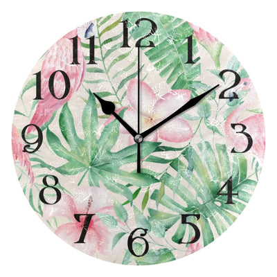 Flamingo Palm 9.5" Silent Wall Clock