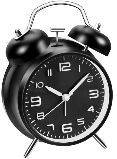 Loud Twin Bell Alarm Clock – 4" Black