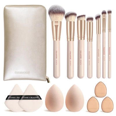MAANGE 15-Piece Makeup Brush Set with Bag – Beige