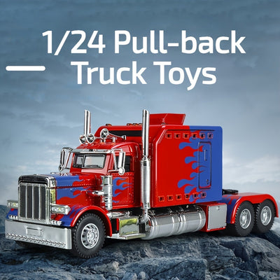 Kingstoy 124 Scale Diecast Truck Toy with Lights  Sounds  PullBack Action Zinc Alloy RedBlue Options  Perfect Gift for Boys Car Toys