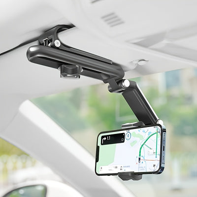 360 Rotatable Car Sun Visor Smartphone Mount ABS Material Dashboard Compatible Waterproof Auto Phone Holder with Rotation Function