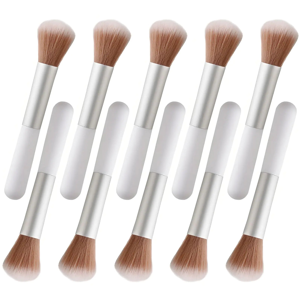 10-Piece Fluffy Makeup Brush Set White Travel