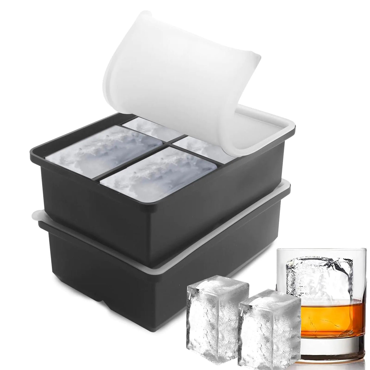 Large Silicone Ice Cube Trays – 2 Pack