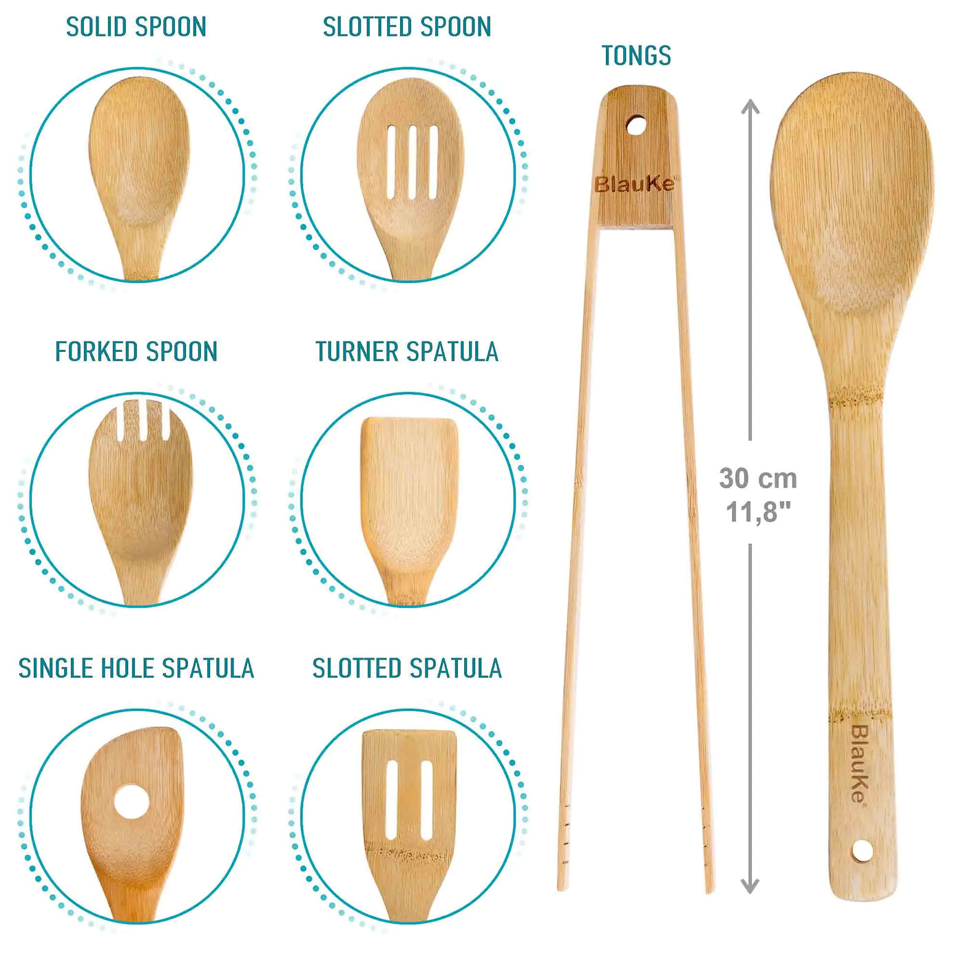 7-Pack Bamboo Cooking Spoons Set