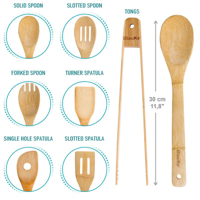 7-Pack Bamboo Cooking Spoons Set